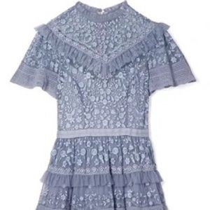 Needle & Thread Iris Tiered Lace Trimmed Embroidered Tulle Mini Dress